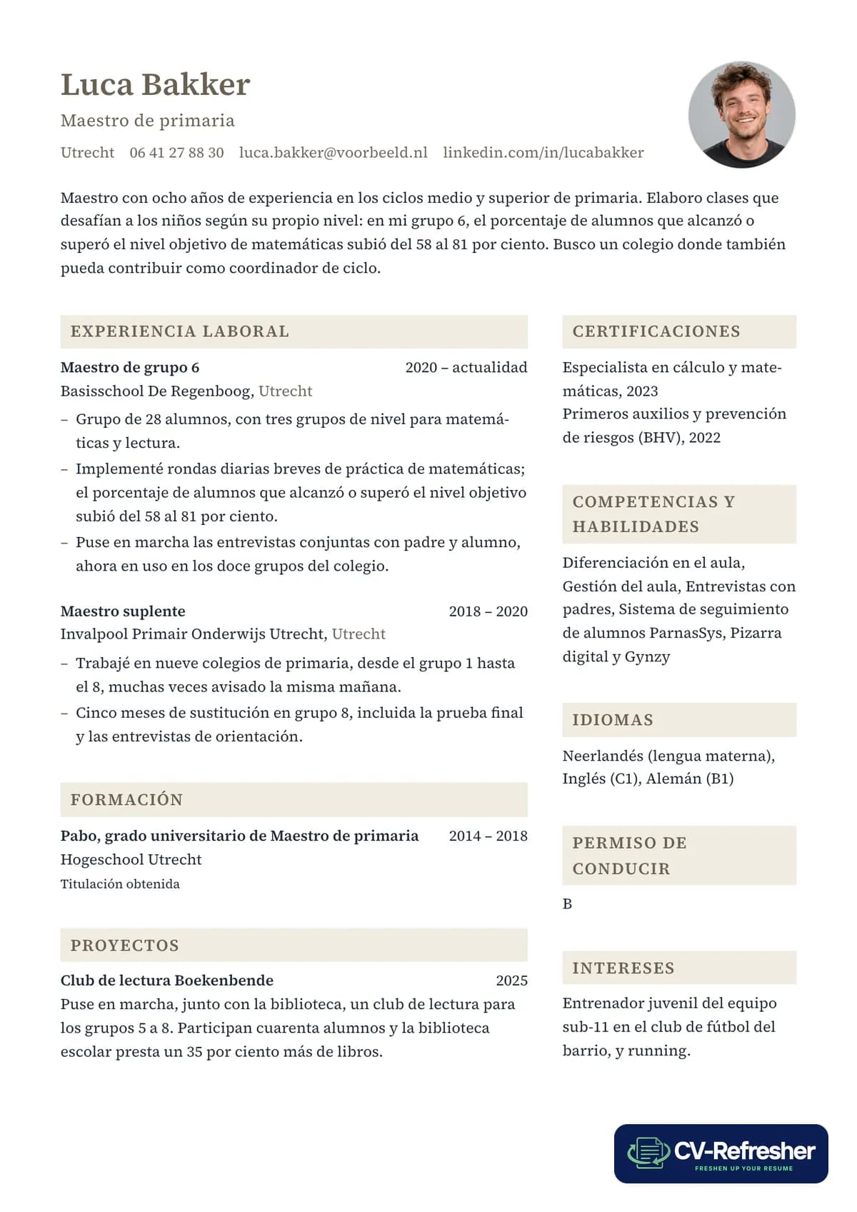Currículum sólido: la misma historia con resultados concretos, en una de nuestras plantillas