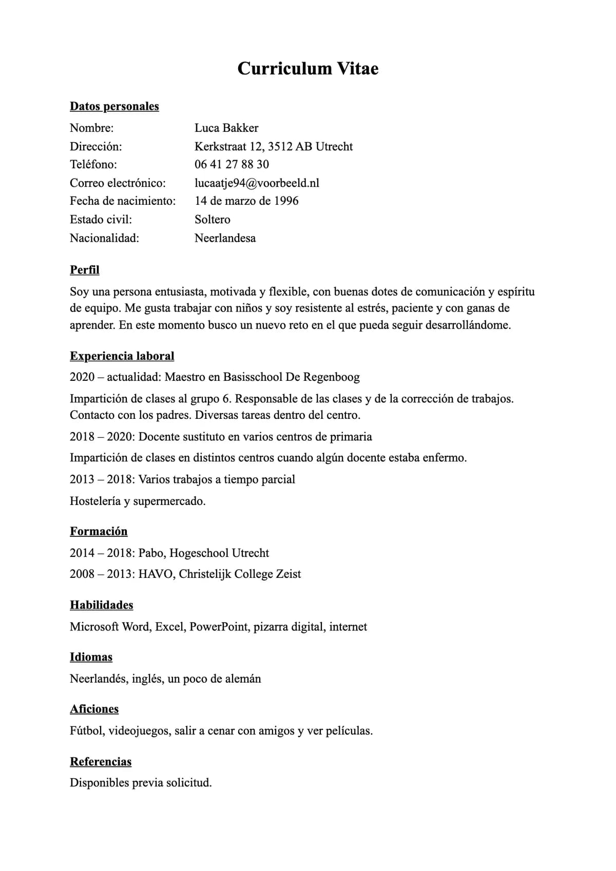 Currículum débil: un documento plano con un perfil vago y tareas sin resultados