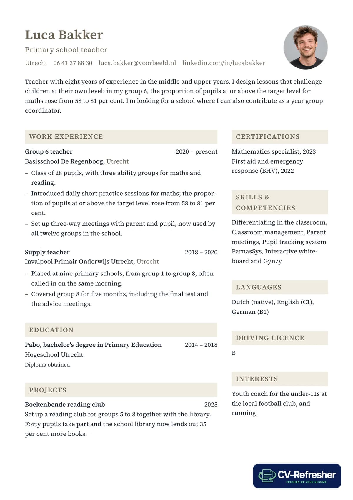 Strong CV: the same story with concrete results, in one of our templates
